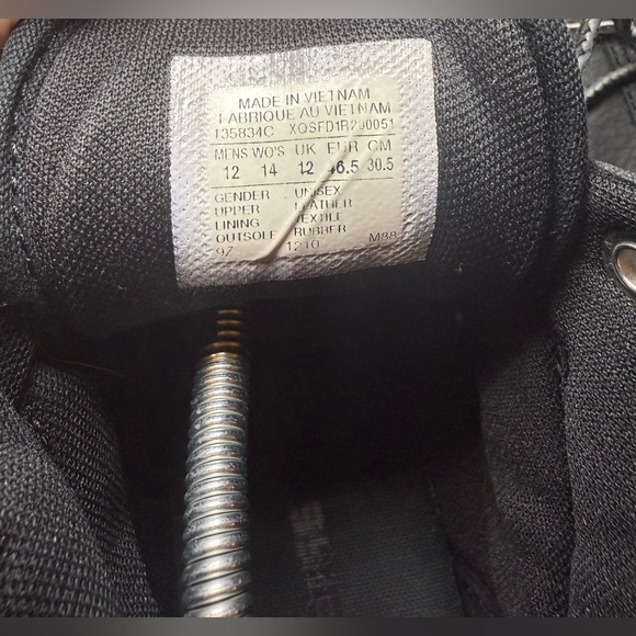 Converse Trainers Fold Down Black Grey Canvas Roll High Tops Men 12 Women 14 - Picture 7 of 9